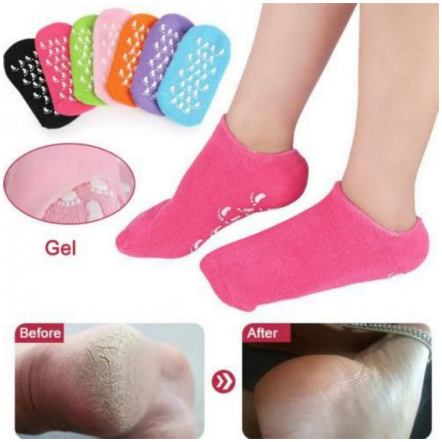 Silicone Moisturizing Gel Socks For Foot Care Helps Repair Dry, Cracked Skin (Color May Vary)